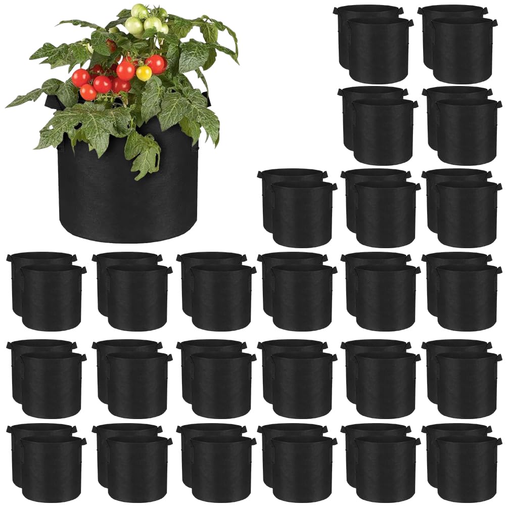 Kuchisity 50-Pack 5 Gallon Fabric Grow Bags