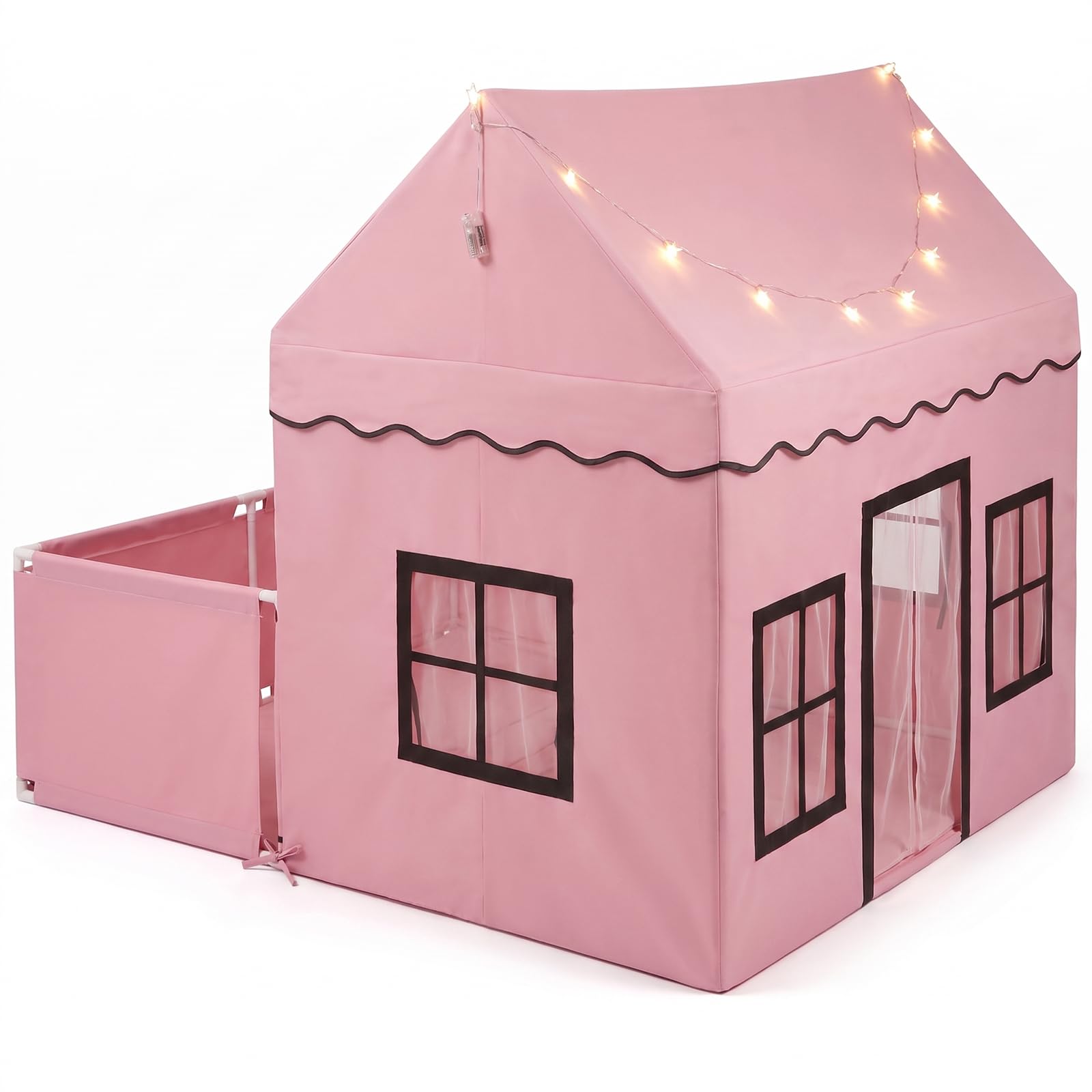 Maxmass Kids Play Tent with Detachable Playpen, Star Lights (Pink)
