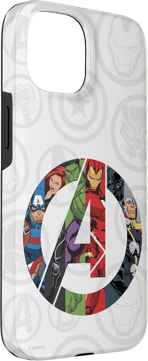 Marvel Avengers A Logo with Super Heroes Case for iPhone 15