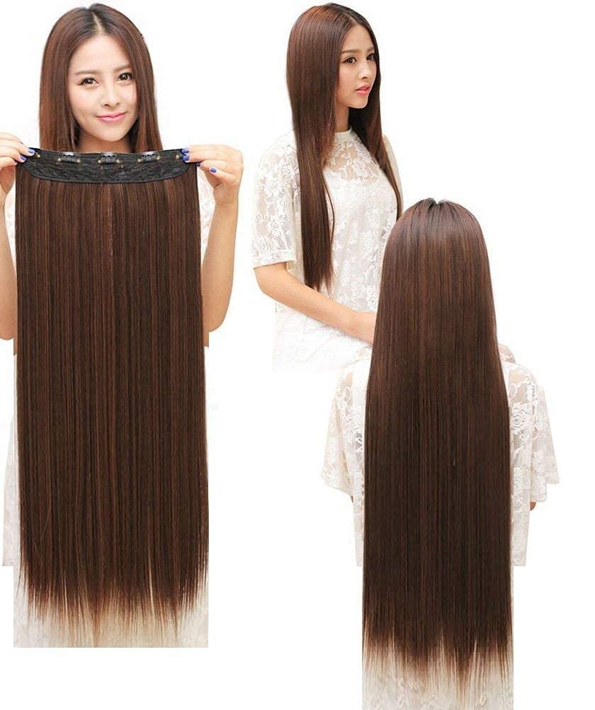 Straight Brown Hair Extensions For Women 5 Clips Hair Extension (Brown) Pack of 1-image-47