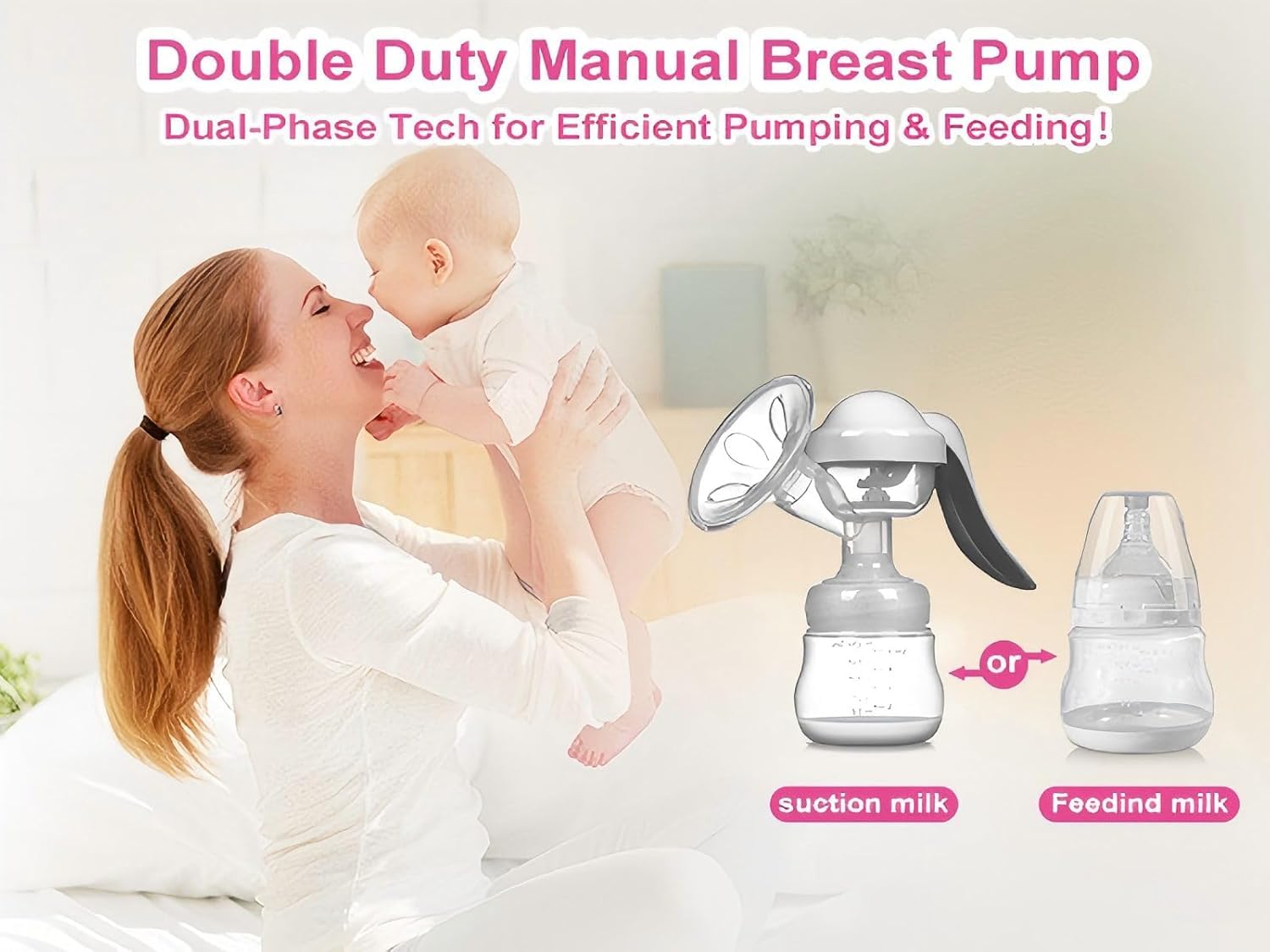 Tire-lait Manuel en Silicone 150 ml Sans BPA, Pompe Ergonomique Aspiration Réglable, Recueil Lait Portable pour Allaitement, Idéal Accessoire Voyage Maman