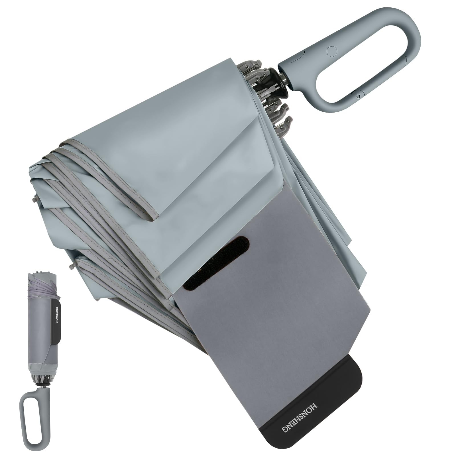 Honsheng Petit parapluie de poche résistant aux tempêtes, ouverture et fermeture automatique, parapluie réfléchissant, pliage rapide avec bande de qualité supérieure, pliable inversé compact pour