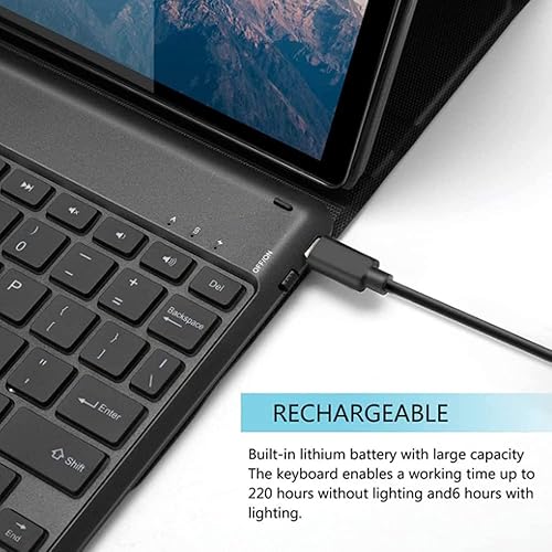 Miniatura 4 de QYiiD Touchpad - Funda para teclado Xiaomi Mi Pad 55 Pro, retroiluminación de 7 colores, teclado inalámbrico Bluetooth desmontable con soporte