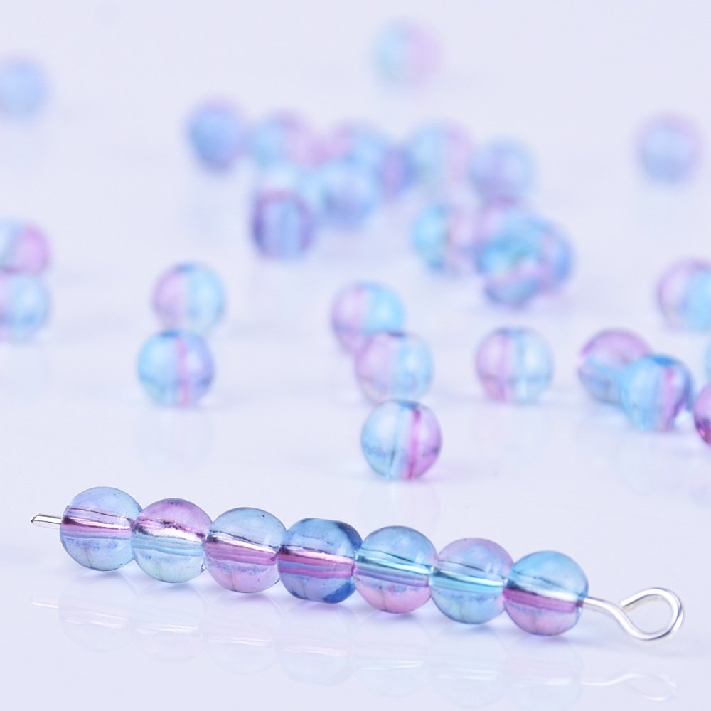 Rosebeading 4mm Czech glass round beads Glass Beads Glass Ball Beads Jewelry Making Beading Supplies,sold 50pcs/lot,Blue and red wine
