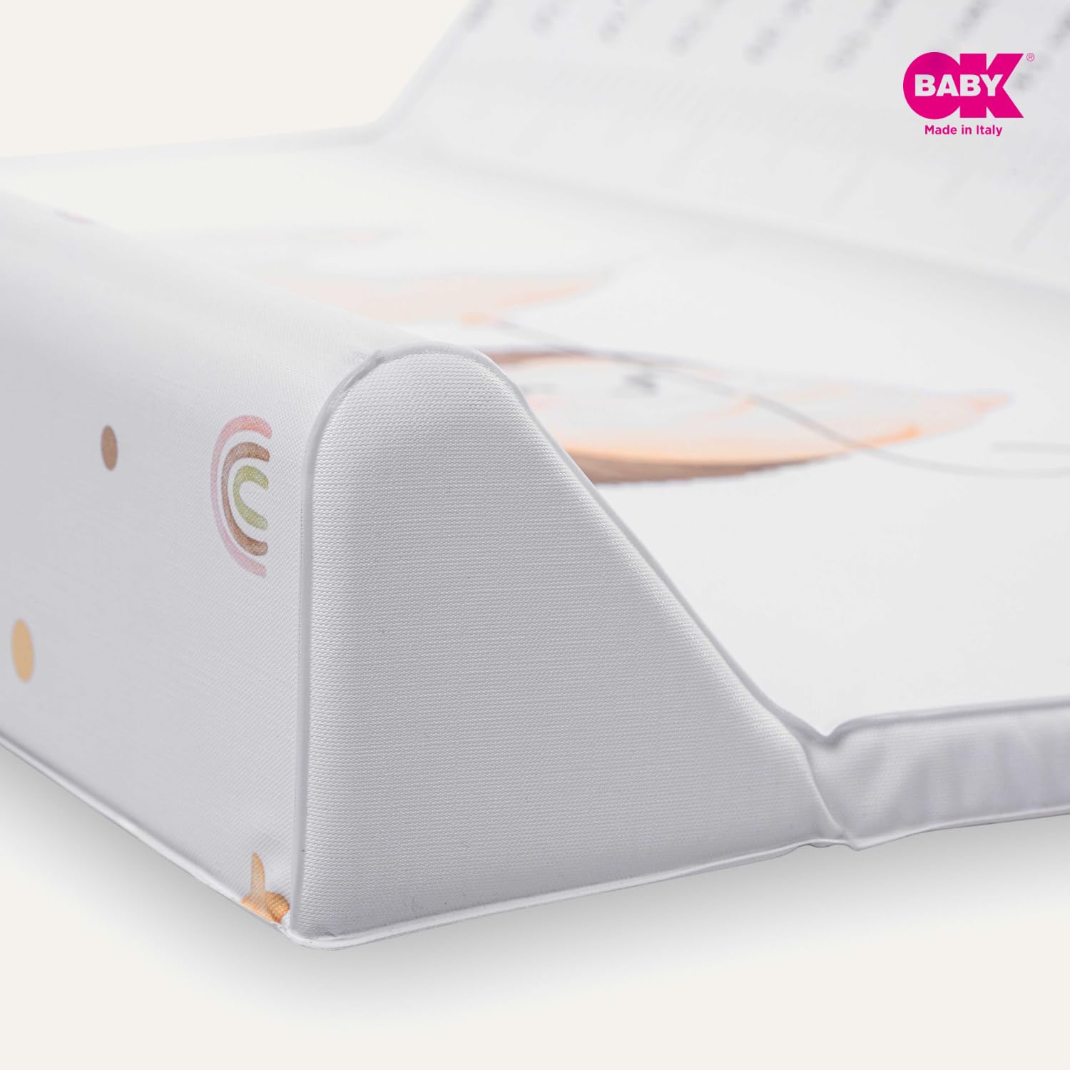 OKBABY Fluffy - Materassino Fasciatoio Soffice e Sicuro con Sponde Laterali, Facile da Pulire, Compatibile con Fasciatoio Woody - 80x50 cm - Bianco