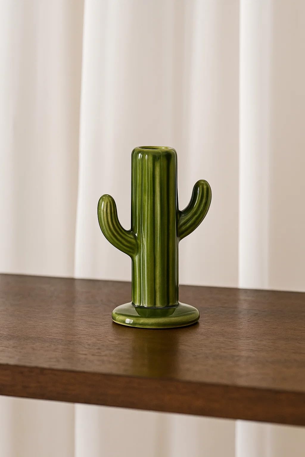 SPHINX Cactus Ceramic Flower Vase | Glossy Green Decorative Vase for Pampas Grass, Dried Flowers & Artificial Stems | Modern Minimalist Table Decor for Living Room, Bedroom