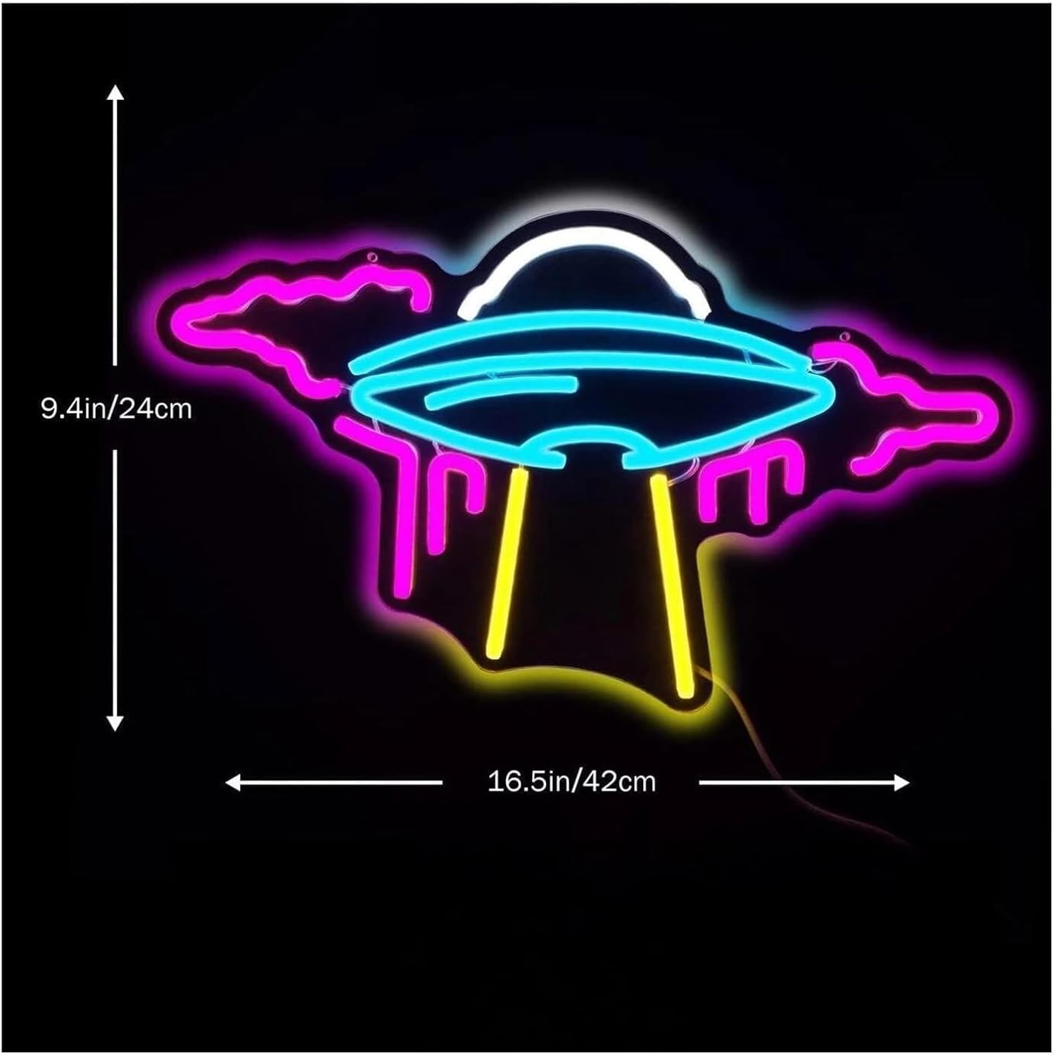 Carteles De Neón De Arte Colgante Ovni Letrero De Neón Nave Espacial Alienígena Luz Led Regulable para Lámpara De Decoración De Pared Alimentado por USB para Niños Sala De Juegos Espaciales
