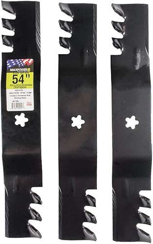 Miniatura 2 de Maxpower Juego de mantillo comercial de 3 cuchillas para cortacéspedes de corte de 54 pulgadas, Husqvarna, Poulan (561738XB) + juego de 3 cuchillas