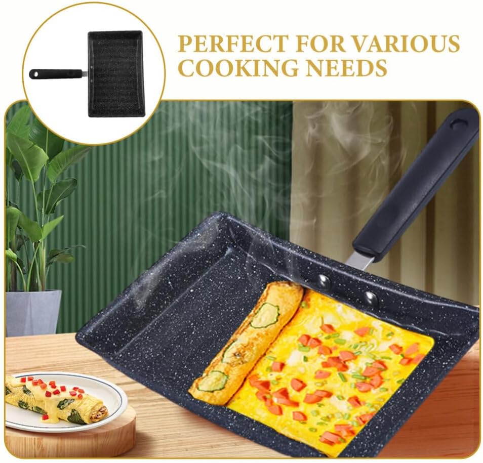 HEALLILY Japanese Omelet Pan Nonstick 8.9 Inch Tamagoyaki Egg Roll Frying Pan Flat Bottom Skillet for Home Kitchen Cooking