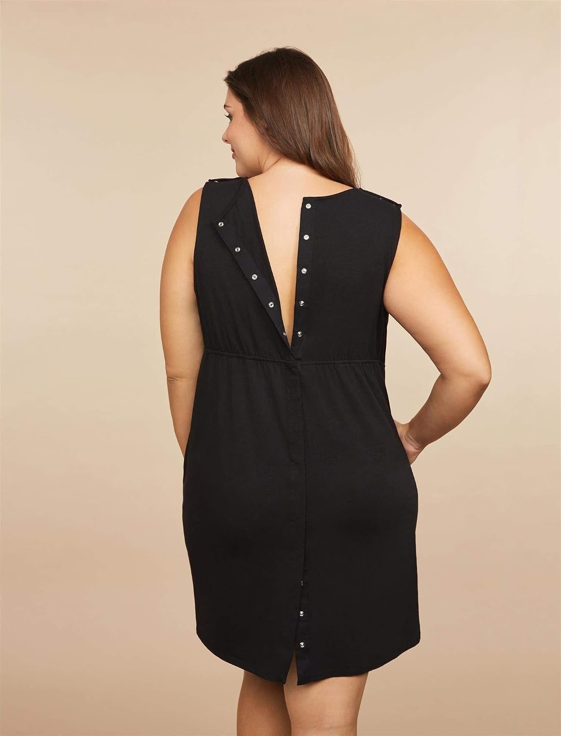 Motherhood Plus Size Nursing Nightgown Black