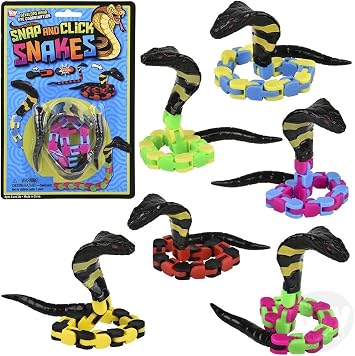 Wacky Tracks Snake Bendable Snap and Click Snake Fidget Toy Fine Motor Skills Autism Set of 3