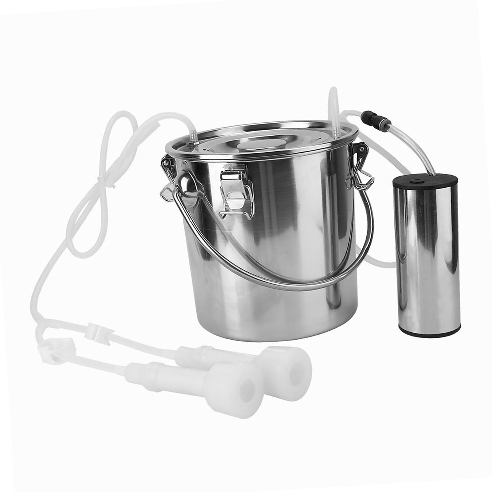 Jiawu Kit de Ordeño Eléctrico Portátil para Ovejas y Cabras, Ordeñadora de Acero Inoxidable de 5 Litros para Vacas, Bomba de Vacío de Succión Suave, Fácil de Limpiar, Antioxidante, Herramienta de