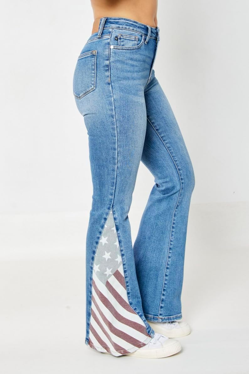 Judy Blue Americana Flare Jeans- Ivory Gem