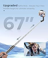 Vista 2 de Trípode de Viaje para Selfie de 67 Pulgadas, Trípode Extensible para iPhone con Control Remoto Inalámbrico y Soporte para Teléfono, Soporte