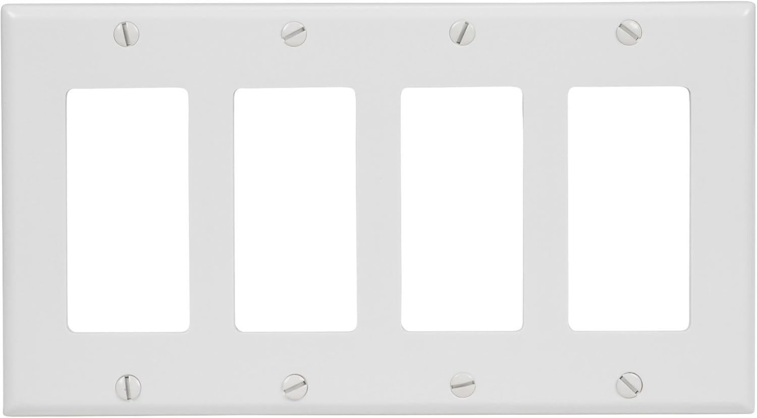 Leviton 4-Gang Decora/GFCI Device Decora Wallplate, Standard Size, Thermoset, Device Mount, 80412-I, Ivory