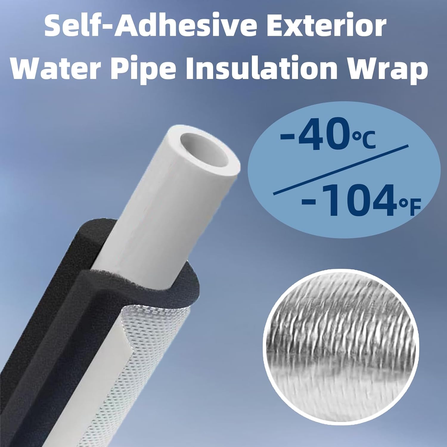 20 Pack 1 Inch Pipe Insulation Foam Tube Self Adhesive Foam Pipe Covers Insulation Wrap for Spigot Winter Outside Pipes Sprinkler Water Heater Pipes Freeze Protection