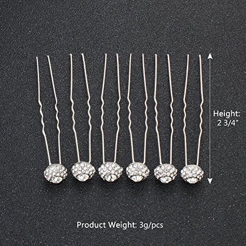 Ammei Headpiece Bridal Hair Pins Set Of 6 Bobby Pins Style With Sparkly Rhinestone For Wedding Parties (Silver) #TOP3