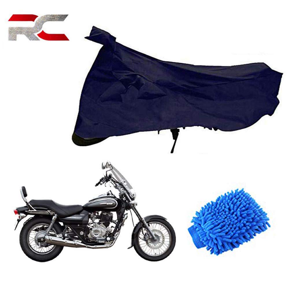 Riderscart 100% Waterproof, Dustproof & UV Protection Bike Cover Combo with Microfiber Glove and Storage Bag Body Covers for Bajaj Avenger 220 Street - Blue