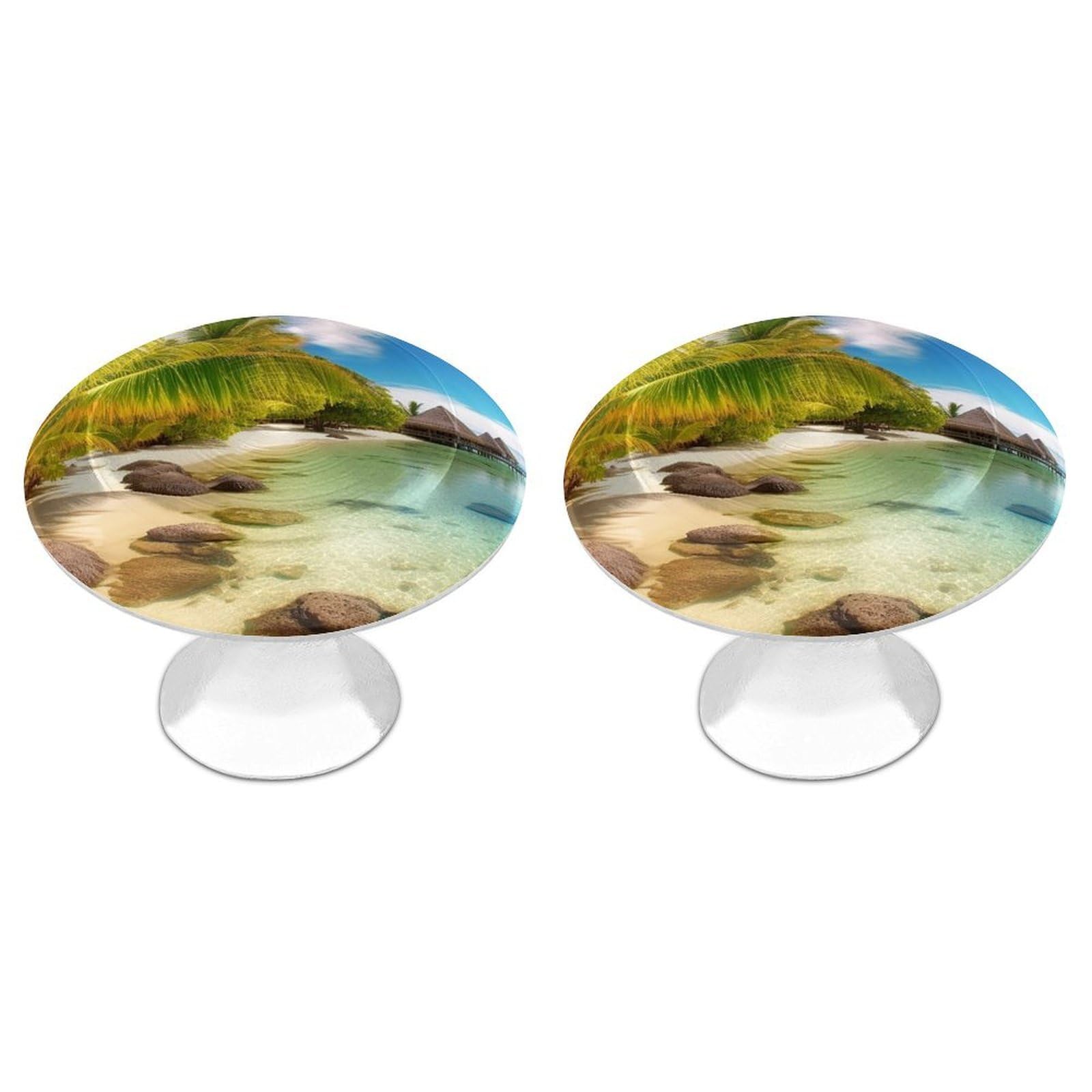 NTVOWPZO Cabinet Handles Round Drawer Pulls Tropical Beach Scenery Dresser Knobs for Cabinets and Drawers Handle for Bathroom Cupboard Drawers Cabinet Pulls for Kitchen Door