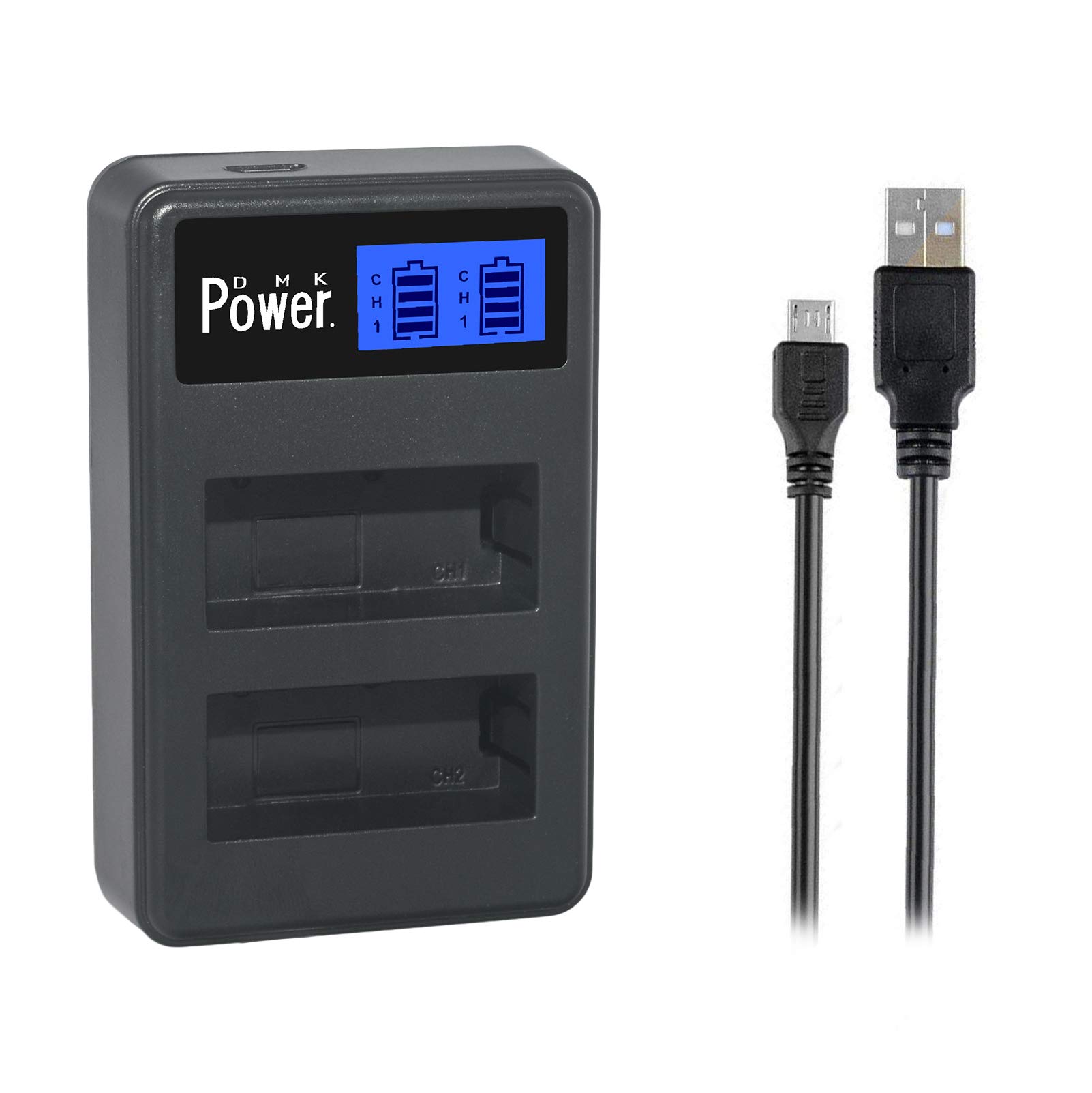 DMK Power EN-EL3E LCD Dual slot USB Battery Charger Compatible with Nikon ENEL3e EN-EL3 EN-EL3a D100 D200 D300 D300s D50 D70 D70s D80 D90 D700