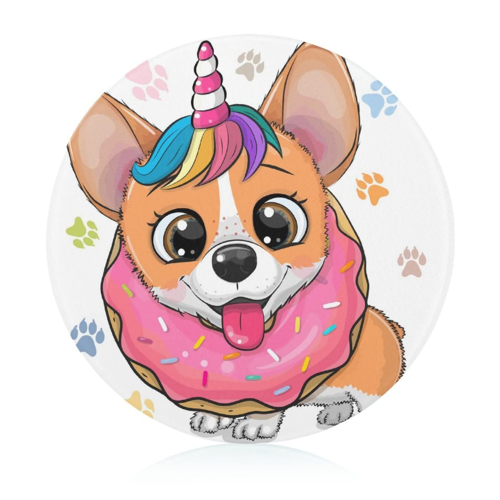 Planche à découper en verre trempé Corgi Licorne, plateau décoratif robuste de 20 cm
