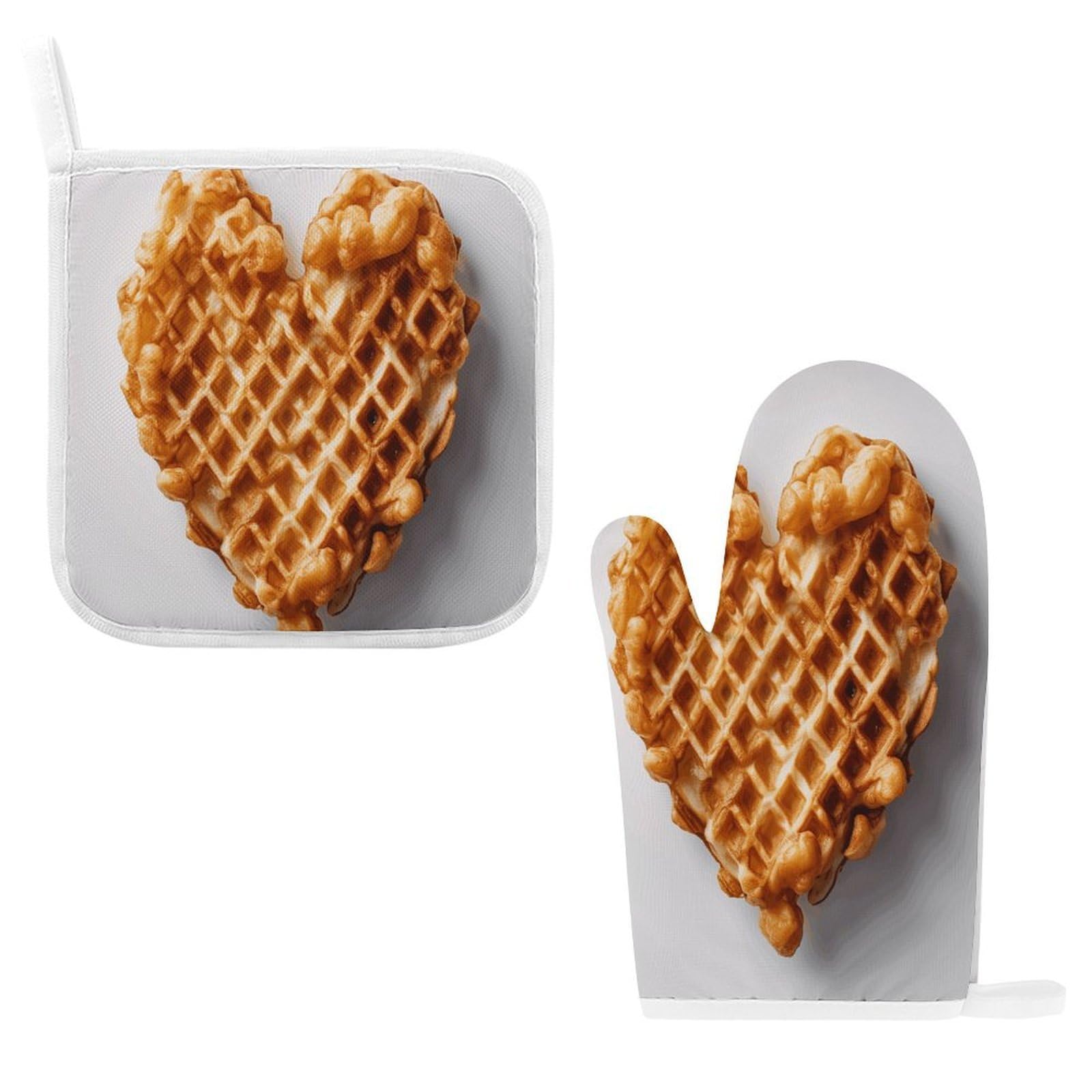 Btcowzrv Style Heart Shaped Waffles Oven Mitts And Pot Holders 2Pcs Set