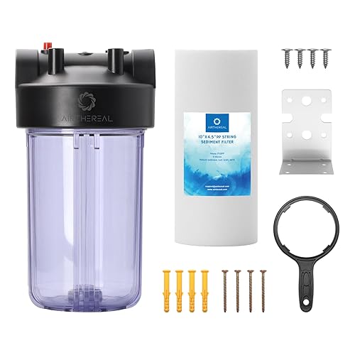 Airthereal Carcasa para filtro de agua para toda la casa, cartucho de carbono de sedimentos de 10 x 4.5 pulgadas, carcasa universal, sistema de