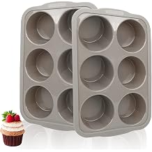 Aichoof 3.6 inch Jumbo Muffin Pan 6 Cups, Silicone Muffin Pan Set of 2 Gray, Muffin Pans For Baking Nonstick, Muffin Tin BPA Free, Large Muffin Pan Dishwasher Safe