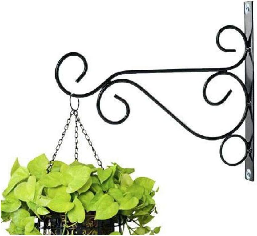 NAYAB Outdoor Decor Wall Brackets Iron L-Angle Heavy Duty Flower Pot Plant Hanging Stand Holder for Home Indoor Garden Balcony Bird Feeder Wind Chime Lanterns (Ring - Black), 1 Piece
