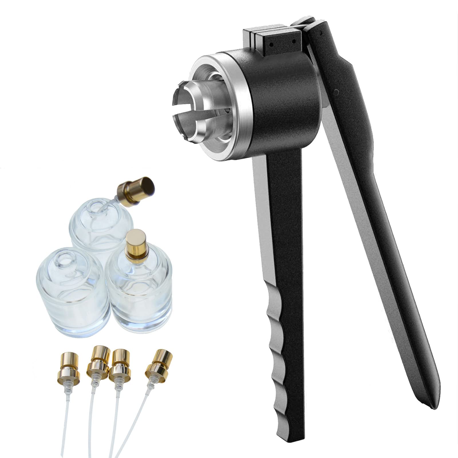 Alicates para sellar perfumes Engarzadora de viales de acero inoxidable for botellas de Perfume, herramientas de tapado de sellado de botellas de vidrio, mango redondo, herramientas de tapado manual d
