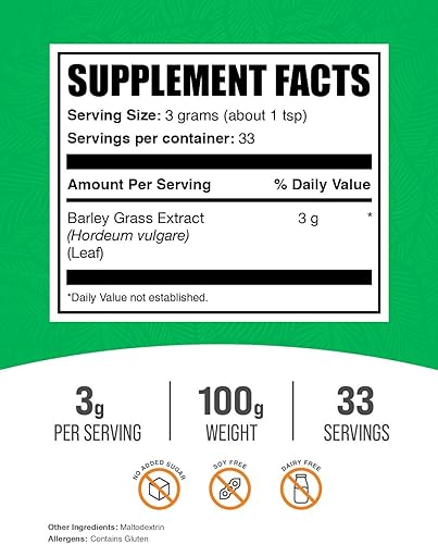 Miniatura 2 de BULKSUPPLEMENTS.COM Polvo de extracto de cebada, polvo de grano de cebada, polvo de superalimento verde, polvo de cebada, polvo de verduras, vegano,