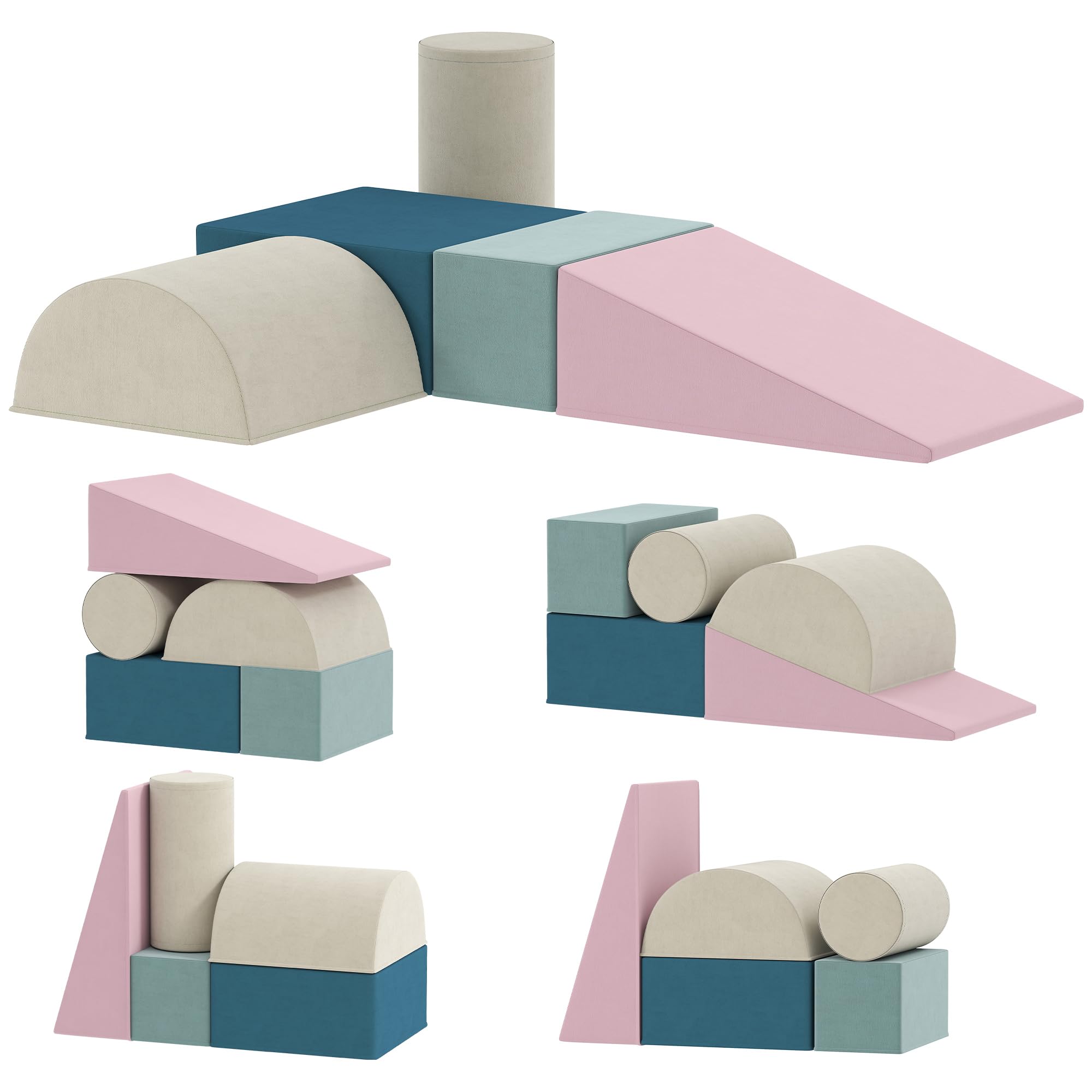 AIYAPLAY Juego de 5 Bloques de Espuma para Niños, Fundas Extraíbles, Bloques de Psicomotricidad, Figuras de Construcción, Juguete para Aprendizaje para Escalar y Gatear, Multicolor