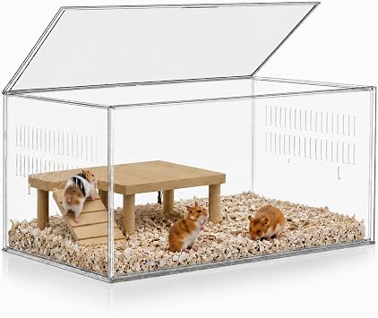 STILLCOVE Transparent Hamster Cage with Platform 2-Tier Small Animal Cage