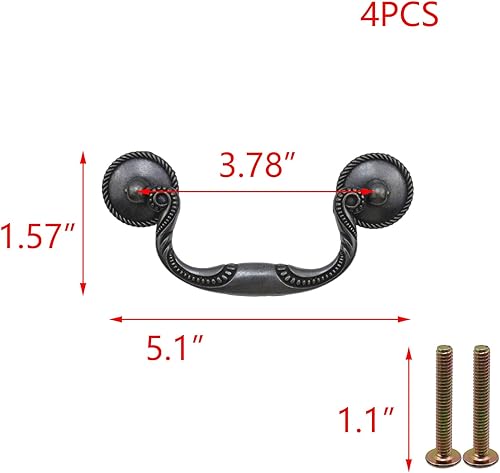 Miniatura 10 de T Tulead Tiradores de manija de fianza con agujero central de 3.35 pulgadas, manijas de bronce antiguo, manijas de gabinete de aleación de zinc,