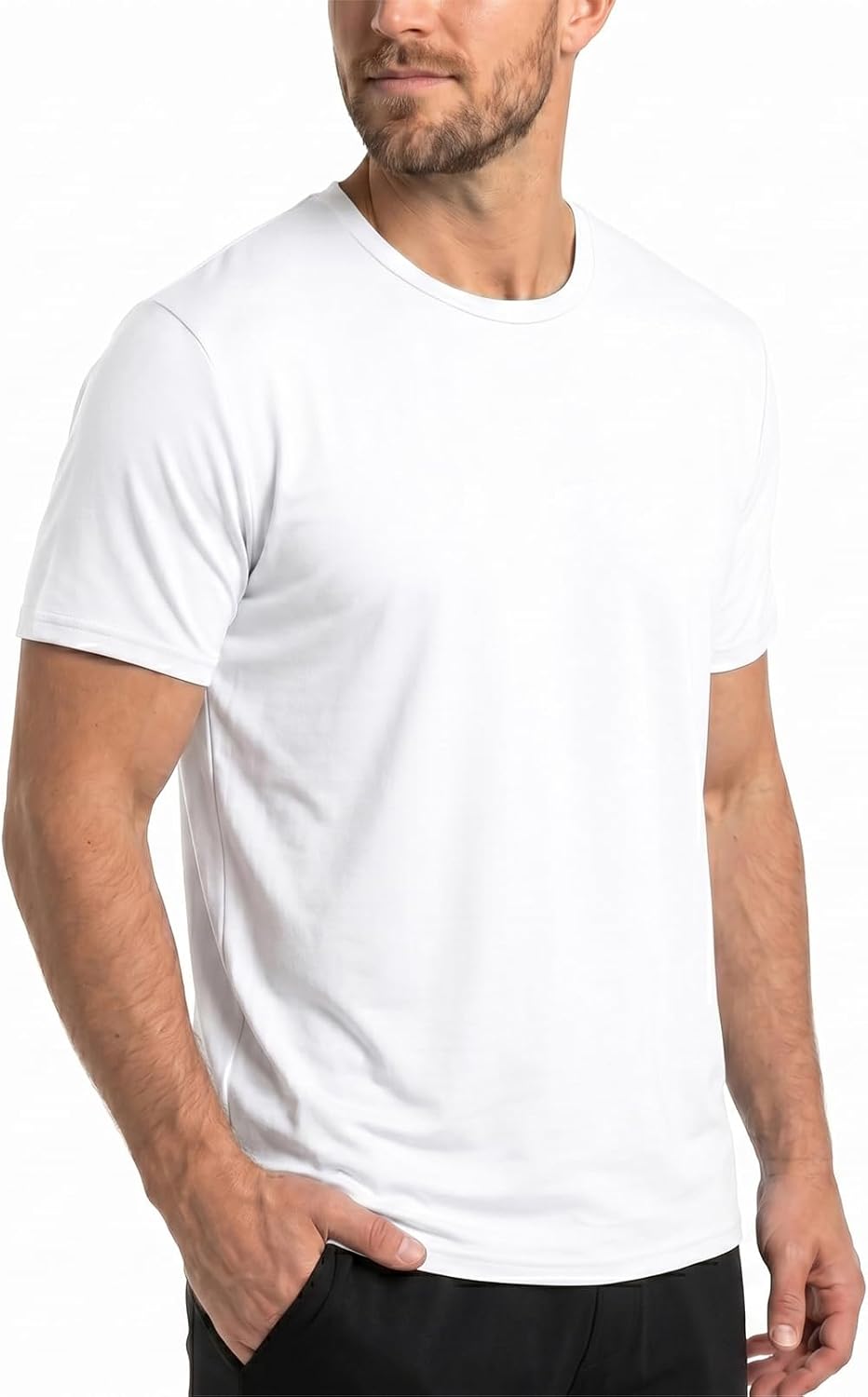 BLACKMYTH 3 Pack Men's Undershirts, Ultra Soft Viscose Made from Bamboo, Stretchy Breathable Tag-Free Moisture Wicking Tees