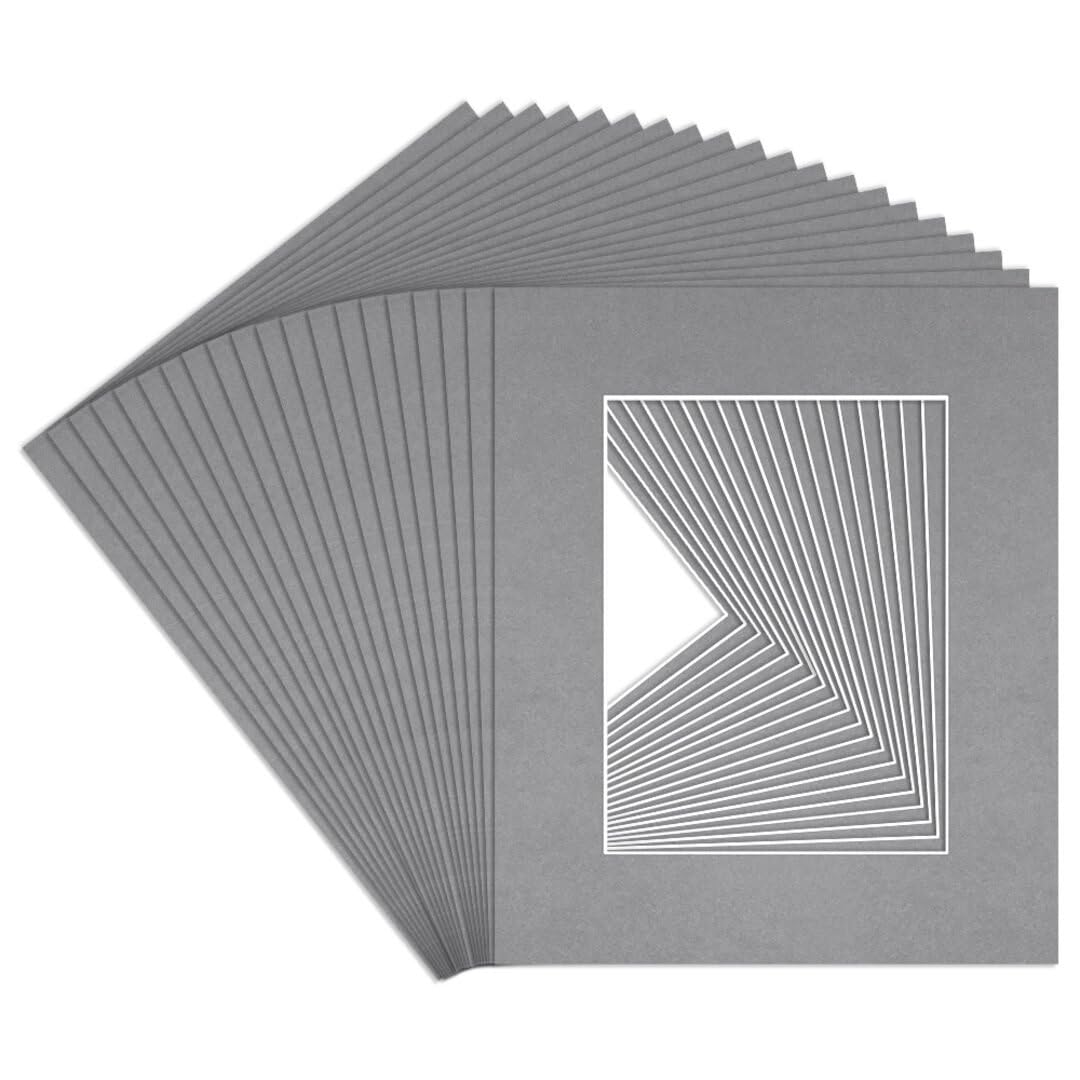 Procut Global 12x10" Mid Grey Picture Mounts to Fit 8x6" Aperture - Precision Cut Cardboard Photo Mount - Ideal for Frames, Prints, Artwork & Certificates - Sizes & Colours Available - 20 Pack โ image 1