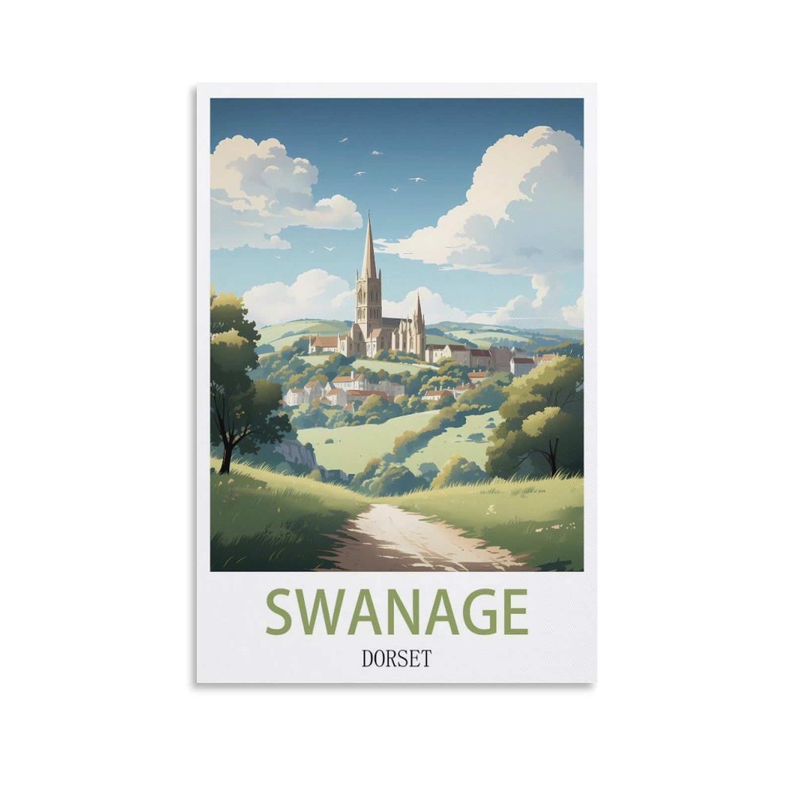 Vintage Metal Tin Sign Swanage Dorset Kitchen Bar Novelty Gift Metal Tin Wall Décor Sign 30x30cm