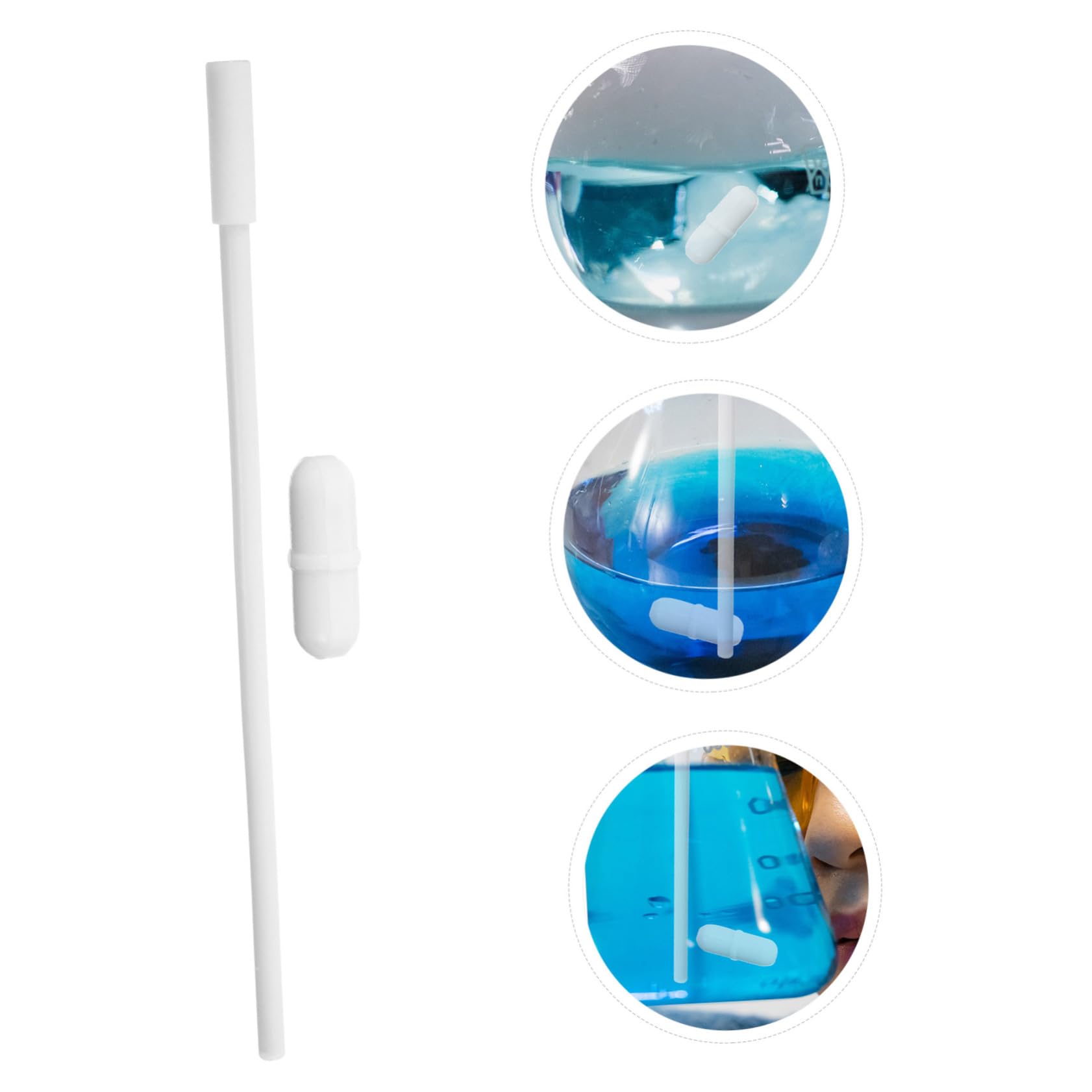 MAGICLULU 2 Sätze Teiliges Magnetisches Rührstab Mit Retriever Ptfe Beschichtete Weiße Stäbe Korrosionsbeständig Chemisch Inert Geeignet Für Labor Forschung 10 Stück * 2