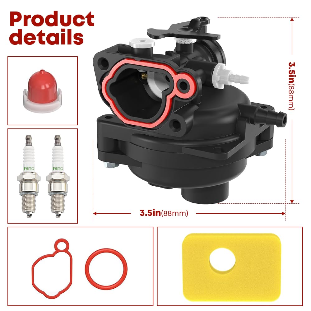 NIERBO Kit de Carburateur Compatible avec Brigg Stratton 799583 591160 593261 591110 Pièces et Accessoires Moteur Remplacement du Carburateur Filtre à Air