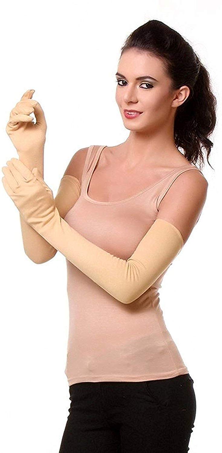 Women's Cotton Full Hand Biking & Driving Dust & Sun Protection Gloves for Women Free Size - (Beige)-image-35
