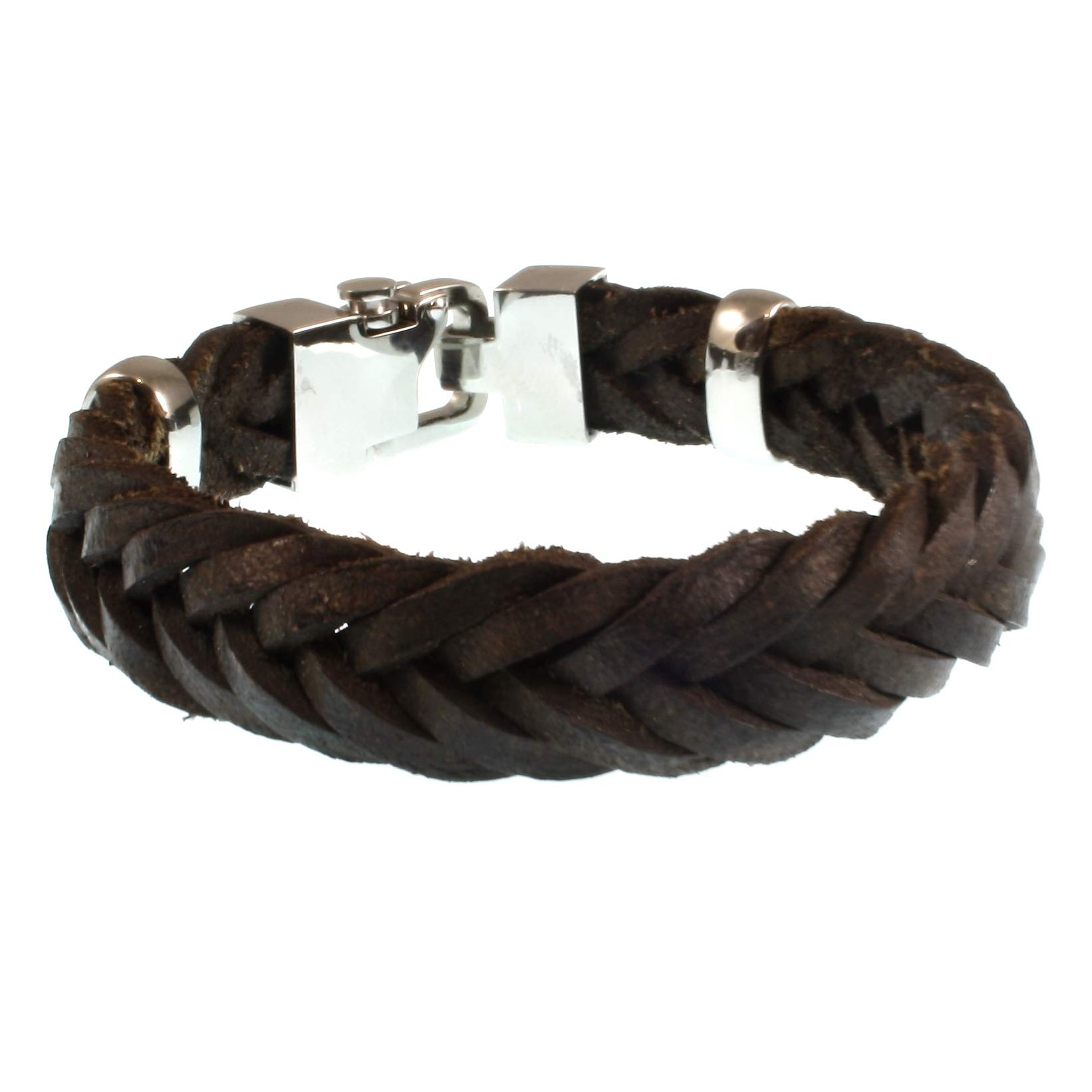 Echt Leder-Armband TURN F15 Dunkel Braun Herren-Armband Männer-Armband Geschenkbox Magnetverschluss Edelstahl