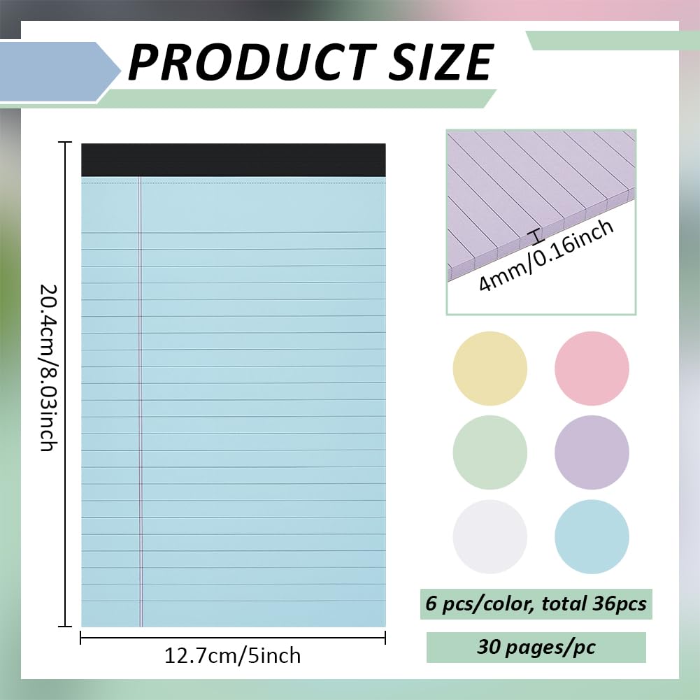 Blocco per appunti 36 x 20,4x12,7 cm, 30 fogli, piccoli blocchi per appunti, blocchi per appunti multicolori, blocchi per appunti per scrittura, a righe strette, materiale per ufficio, per