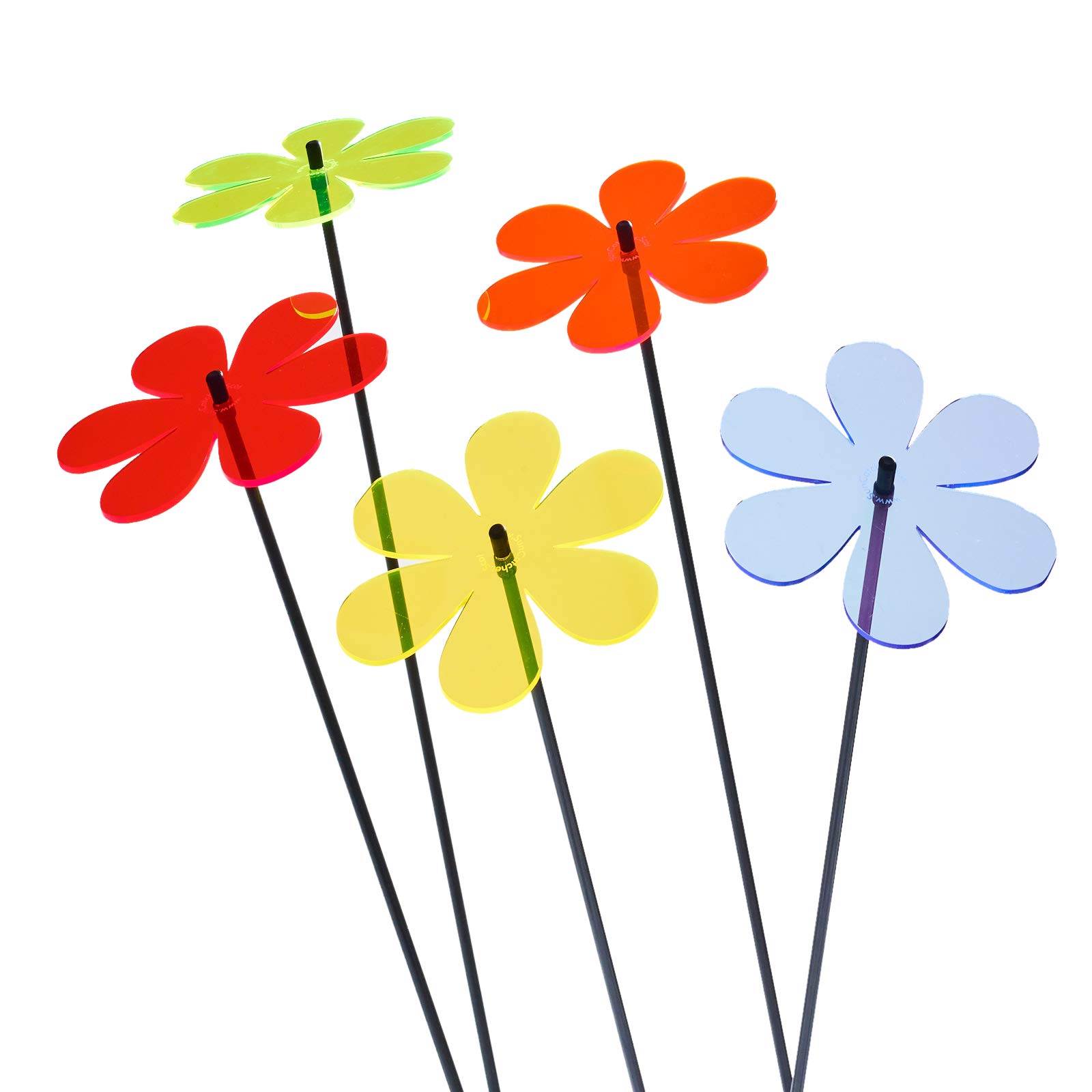 Suncatcher 5X Grande Fleur Marguerite Attrape Soleil Rayonnant Bouquet de Soleil 5 Bouchons de Jardin Décoratifs, 75cm Haut, Cadeau pour Chaque Jardin, Colour:Mixed Colors