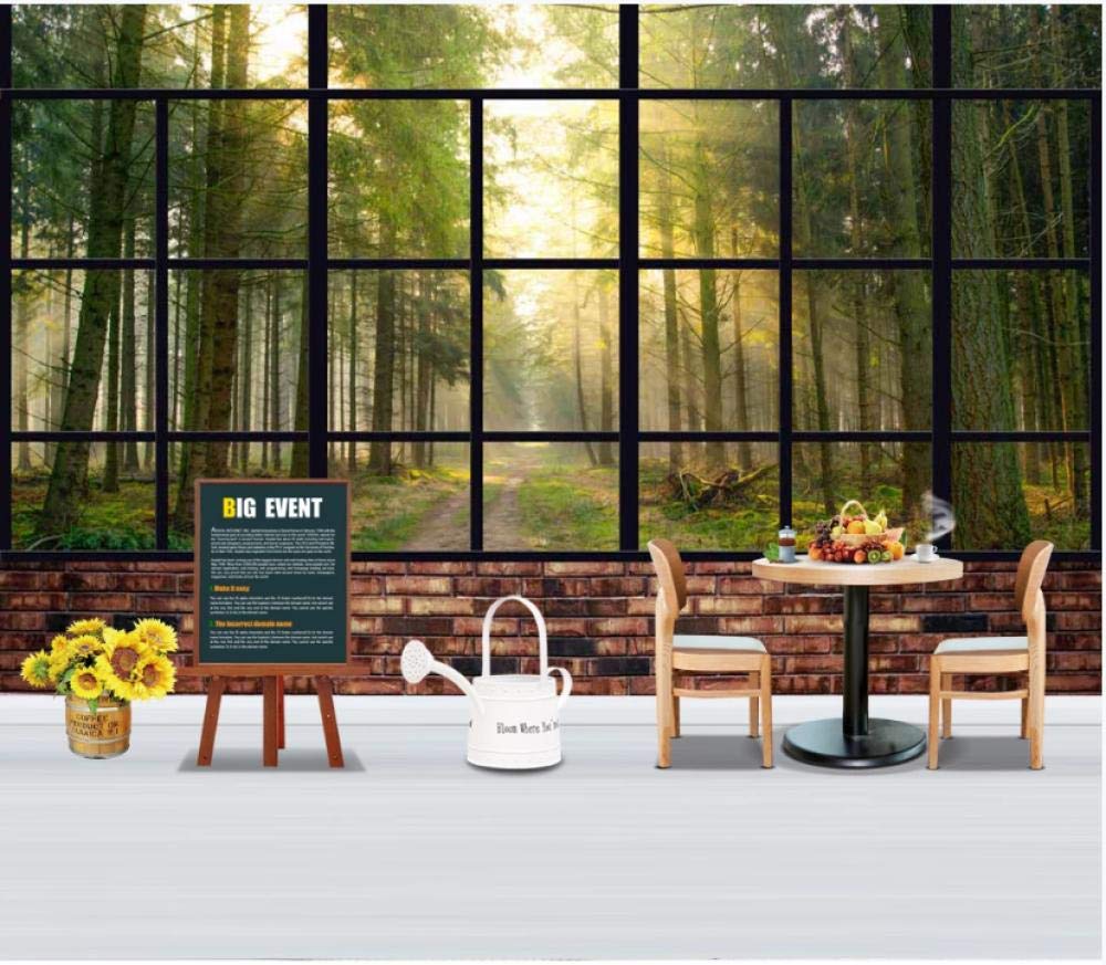 Papier Peint Panoramique Briques Forêt Fenêtre 350X245cm