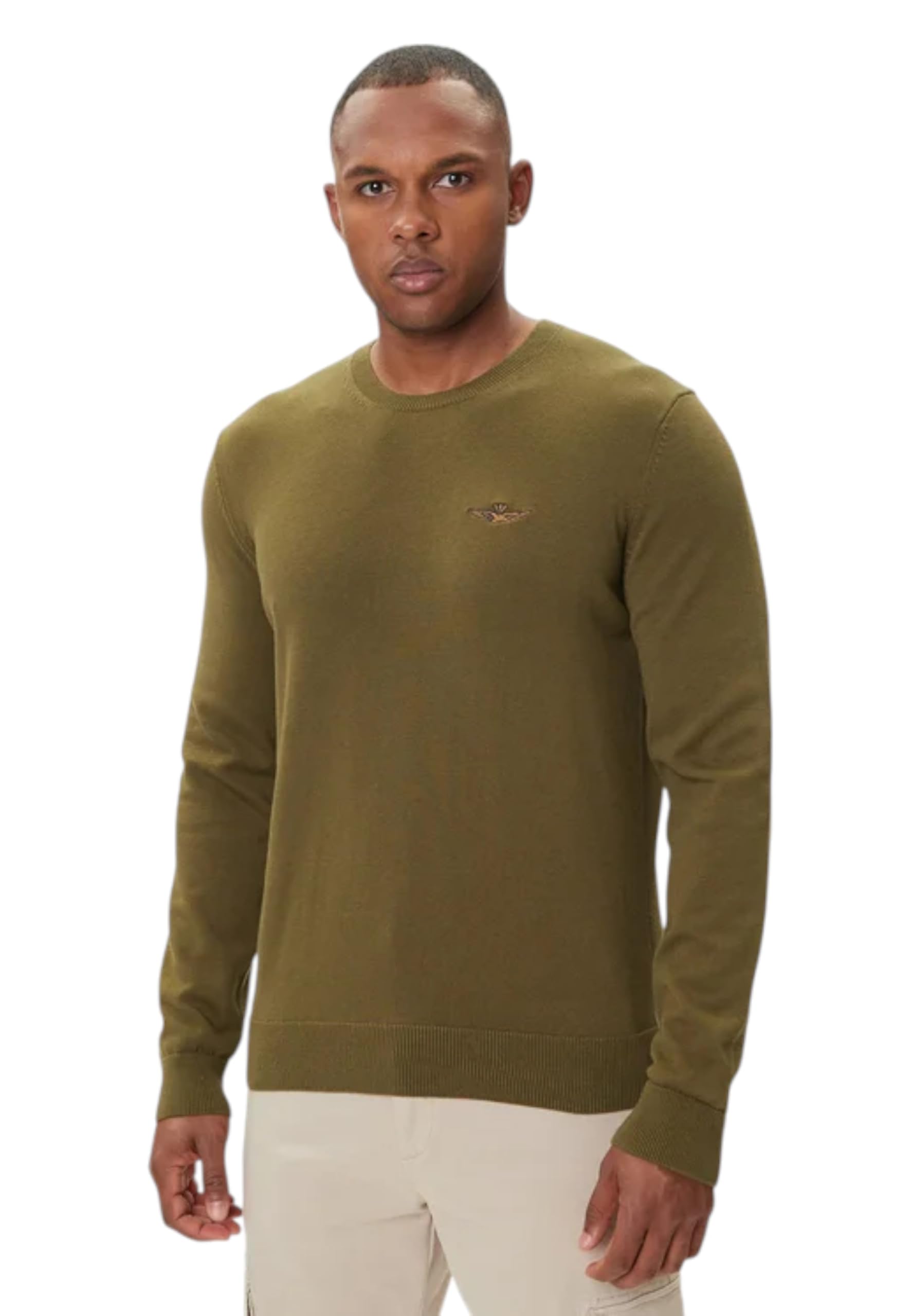 Aeronautica Militare Maglia Girocollo Uomo in Cotone Tinto Filo
