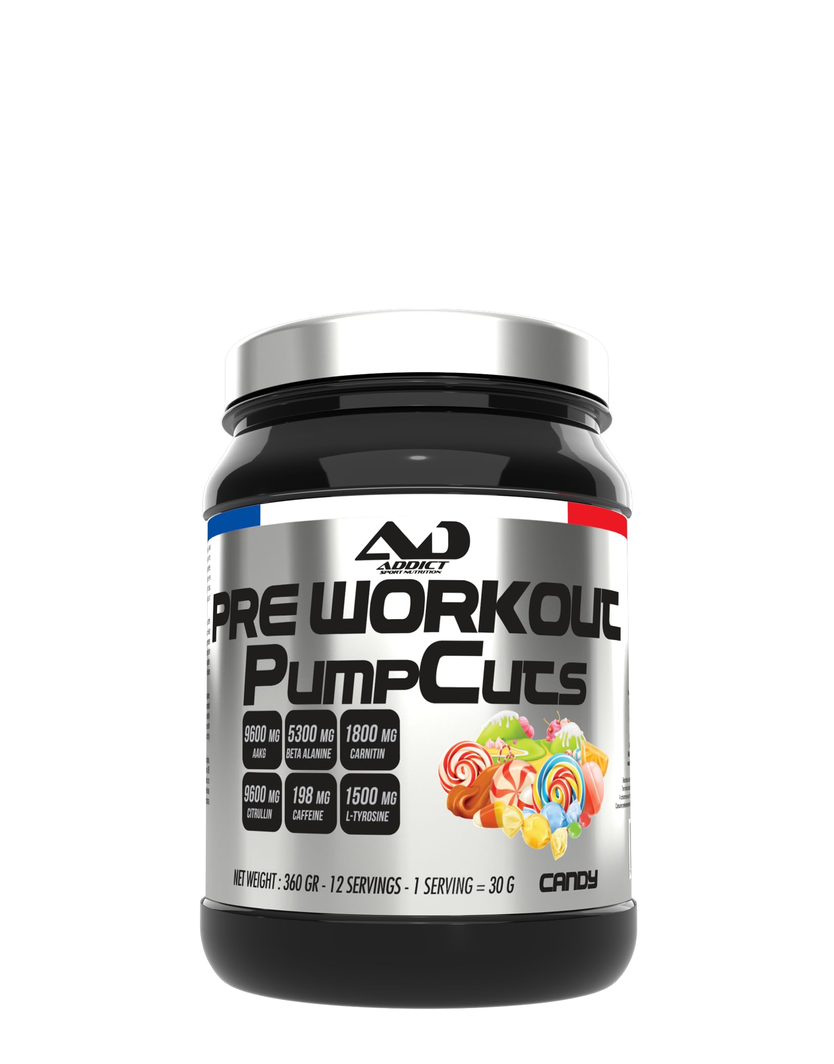 Pre workout booster puissant pour congestion musculaire – Enrichi en arginine, citrulline et bêta-alanine – Pré workout énergie et concentration maximales – Performances optimisées – Candy – 360gr