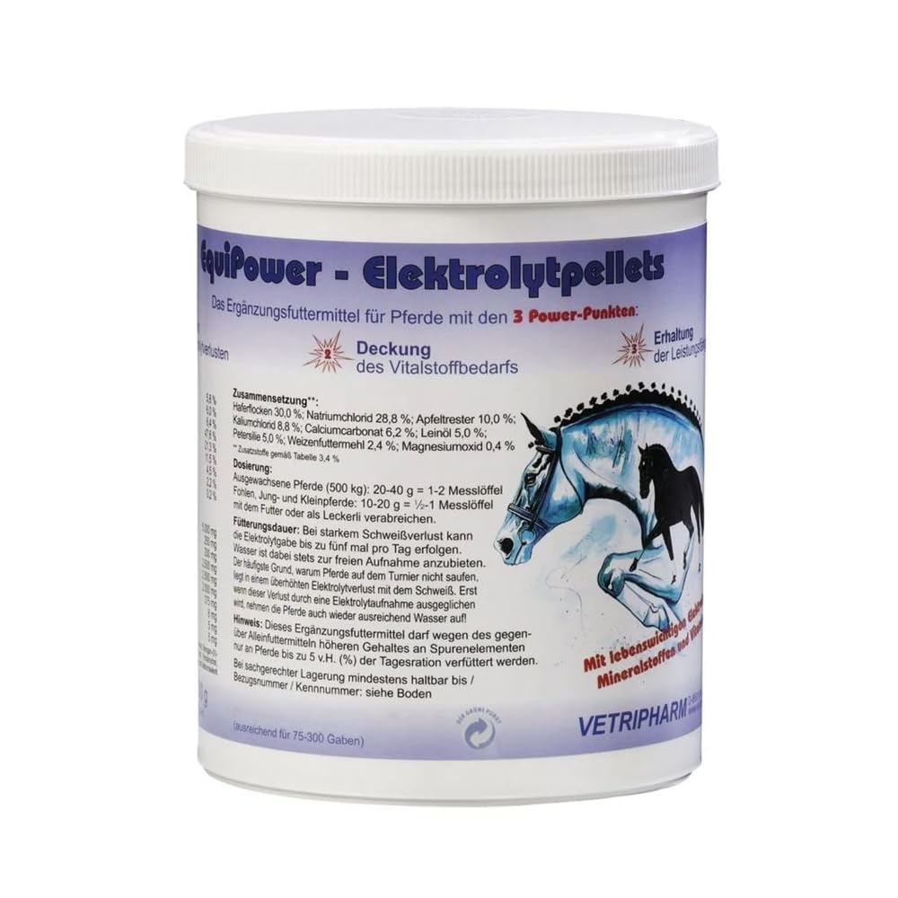EquiPower - Elektrolytpellets | 1 kg | Diät-Mineralfuttermittel für Pferde | ADMR-konform