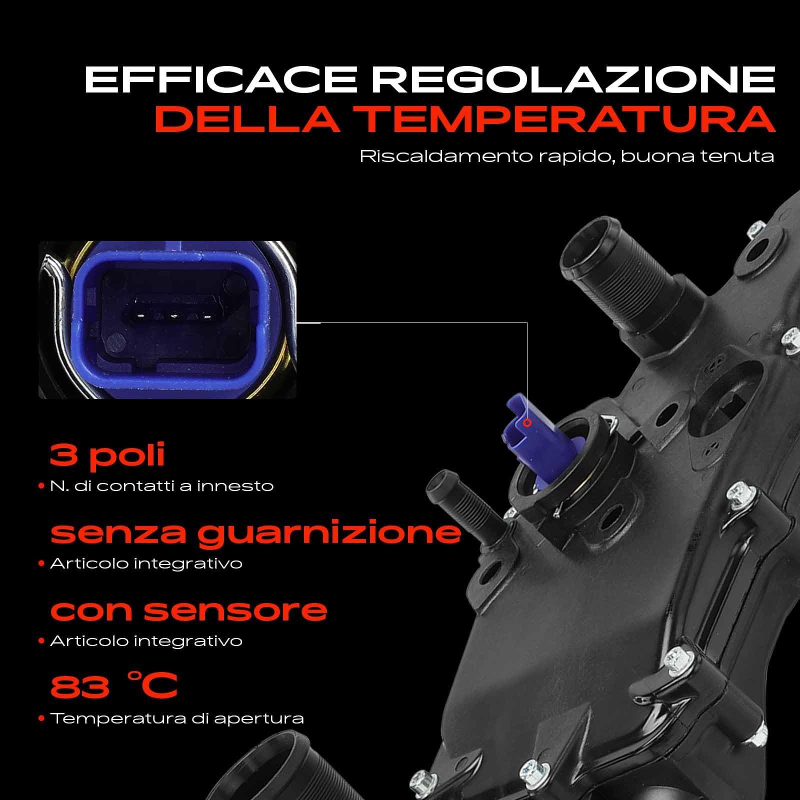 Frankberg Termostato del liquido di raffreddamento 83°C 90751 | Compatibile con: Ducato pianale/telaio 230, Ducato Bus 230, Pianale/telaio Jumper 244, Ducato Van 230