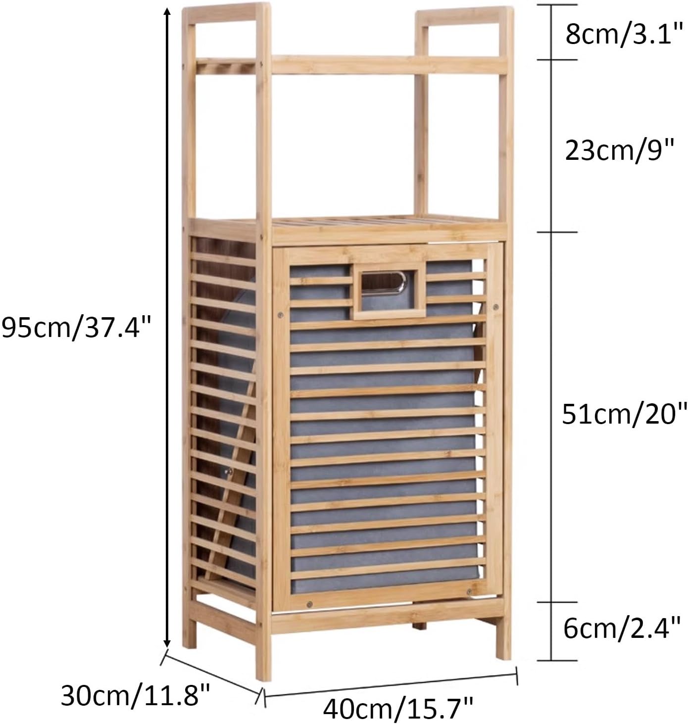 1 2 3Door Bathroom Laundry Cabinet with Shelf Bamboo Laundry Sorter Laundryhamper Cabinet Organizer Towel Storage w/Tilt Out Basket for Laundryroom Living Room Bedroom(Single Door with crosspieces)