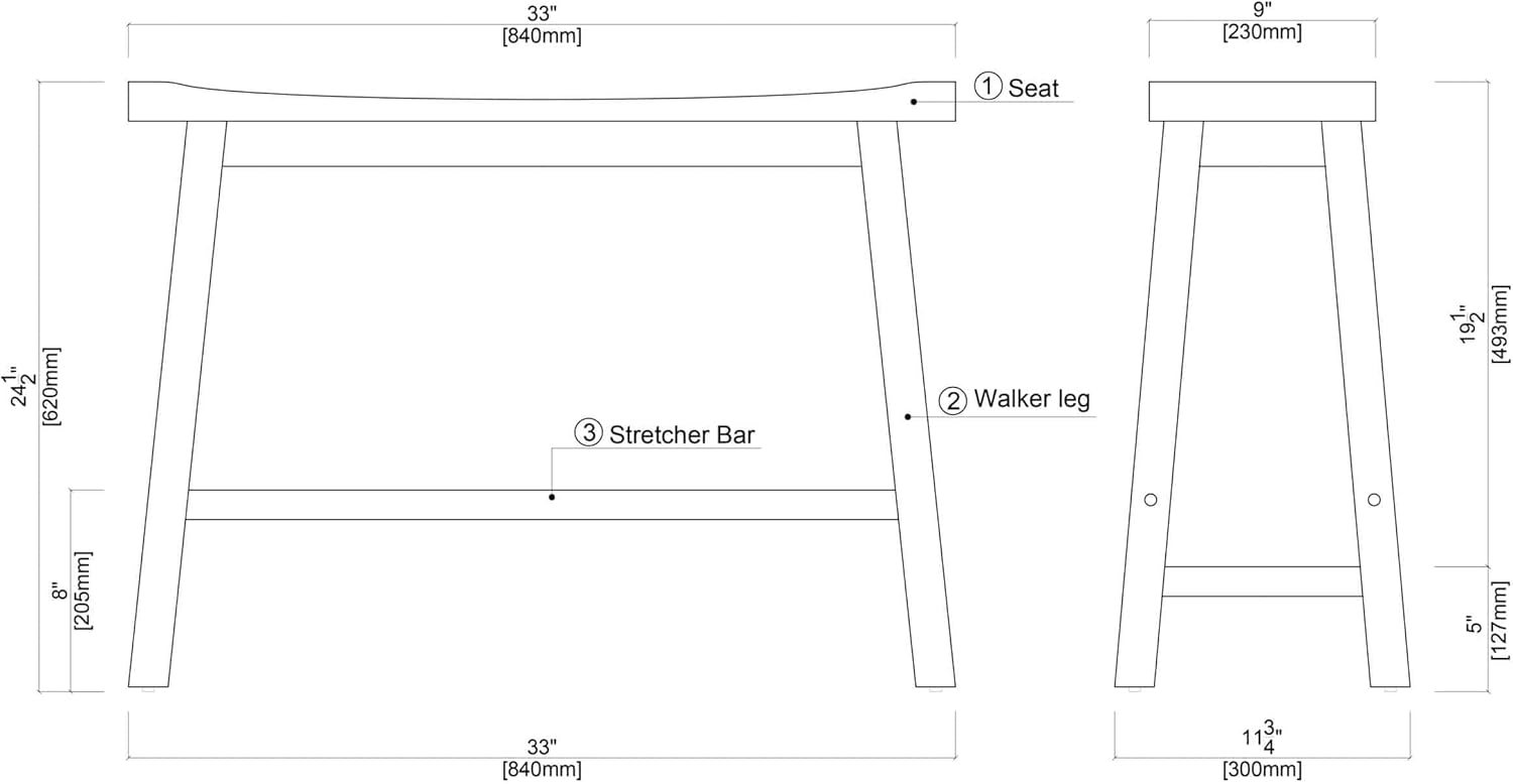 Boraam Sonoma Counter Height Backless Bench - Barnwood Wire-Brush Finish